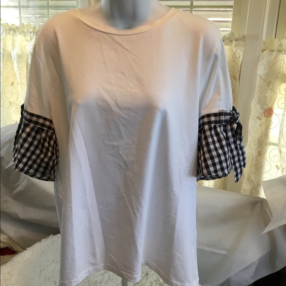 A.moon White Cotton plaid trim shirt - Picture 2 of 5
